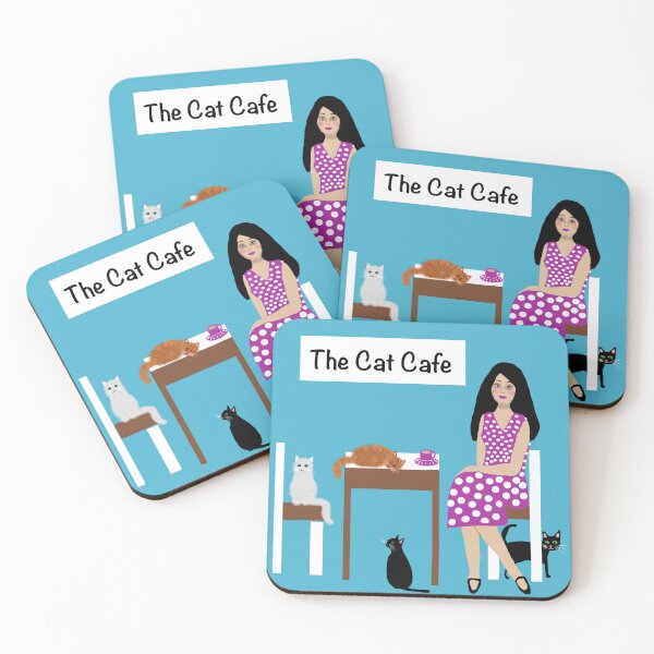 Item preview, Woman Relaxing in Cat Cafe designed and sold by Elaine M Hayward .
