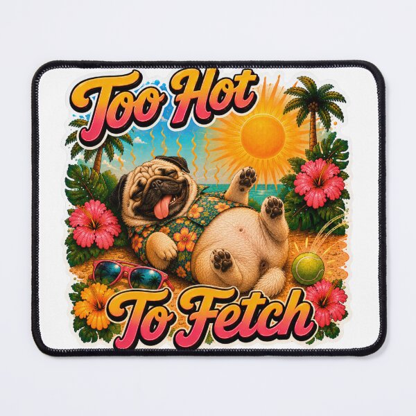Item preview, Too Hot To Fetch – Funny Summer Pug Lazy Beach Dog designed and sold by DailyStruggleCo.
