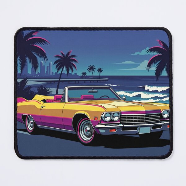 Item preview, Retro Miami Beach Convertible Car Synthwave Sunset Art designed and sold by Nexus Space.