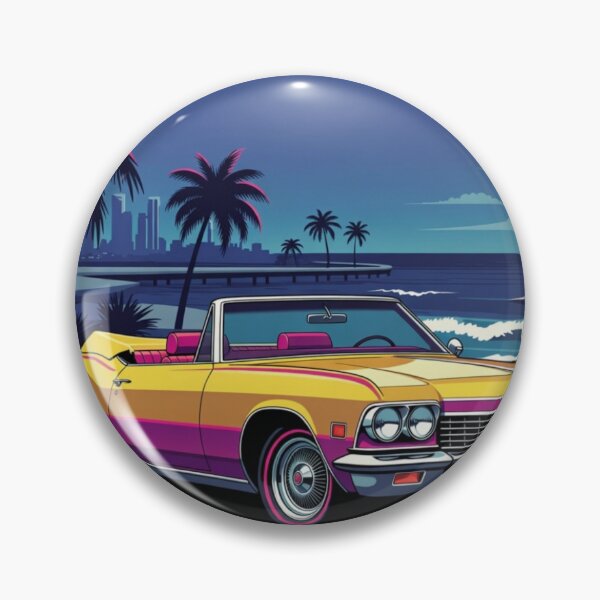 Item preview, Retro Miami Beach Convertible Car Synthwave Sunset Art designed and sold by Nexus Space.