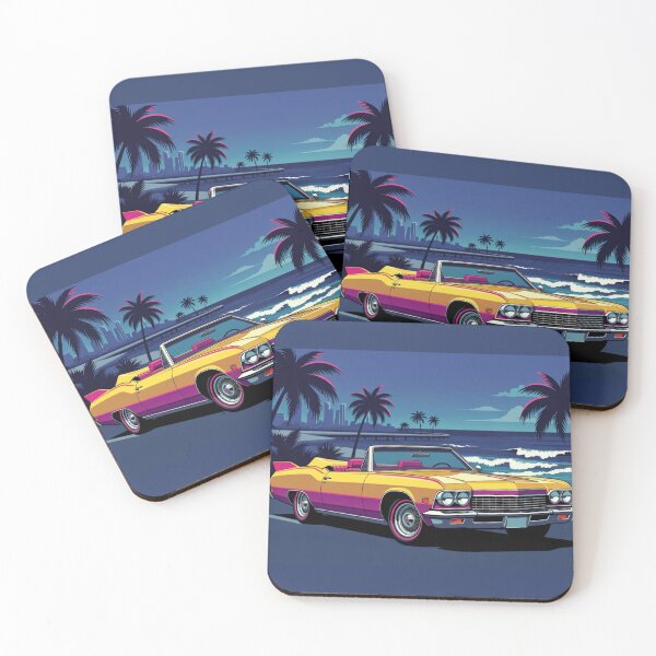 Item preview, Retro Miami Beach Convertible Car Synthwave Sunset Art designed and sold by Nexus Space.