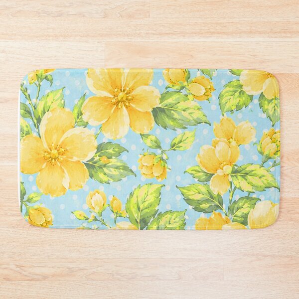 Item preview, Vintage Cheerful Yellow Flowers & Blue Polka Dot Pattern designed and sold by Ins-by-NP.