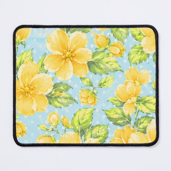 Item preview, Vintage Cheerful Yellow Flowers & Blue Polka Dot Pattern designed and sold by Ins-by-NP.