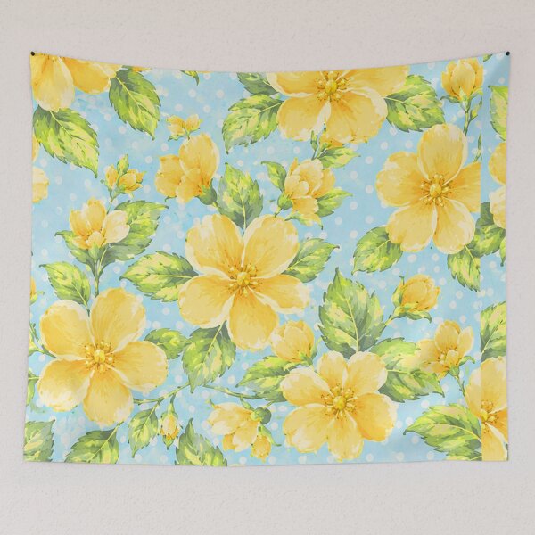 Item preview, Vintage Cheerful Yellow Flowers & Blue Polka Dot Pattern designed and sold by Ins-by-NP.
