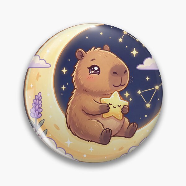 Item preview, Cute Capybara Sitting on Moon  Kawaii Celestial Animal Sticker  Dreamy Night Sky T-Shirt designed and sold by Him0227.