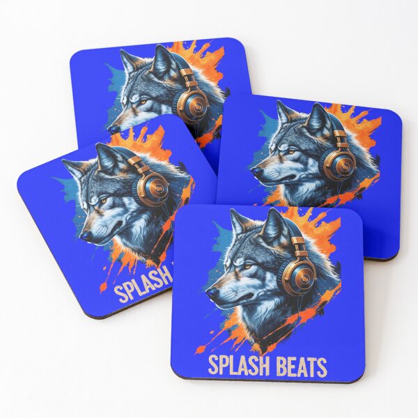 Item preview, SPLASH BEATS Wolf DJ - Majestic Wolf with Headphones Splatter Art designed and sold by Structure-Blue.