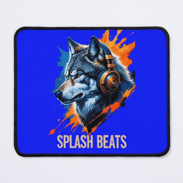 Item preview, SPLASH BEATS Wolf DJ - Majestic Wolf with Headphones Splatter Art designed and sold by Structure-Blue.