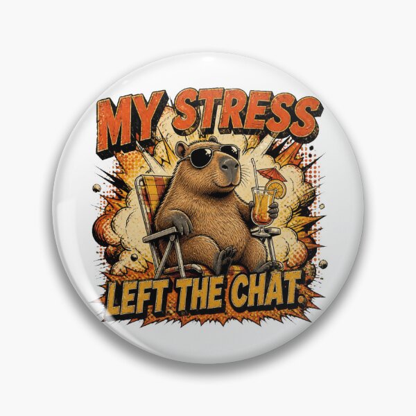 Item preview, My Stress Left The Chat Funny Capybara Vintage Retro T-Shirt designed and sold by Cavalier-org.