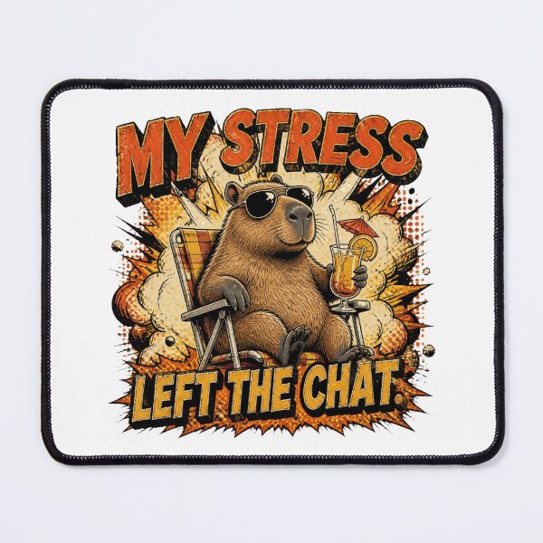 Item preview, My Stress Left The Chat Funny Capybara Vintage Retro T-Shirt designed and sold by Cavalier-org.