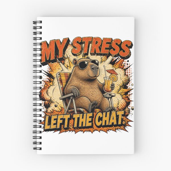 Item preview, My Stress Left The Chat Funny Capybara Vintage Retro T-Shirt designed and sold by Cavalier-org.