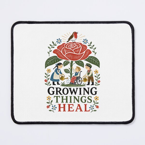 Item preview, Growing Things Heal Secret Garden Woodblock Print Folk Art designed and sold by Fenay Designs.