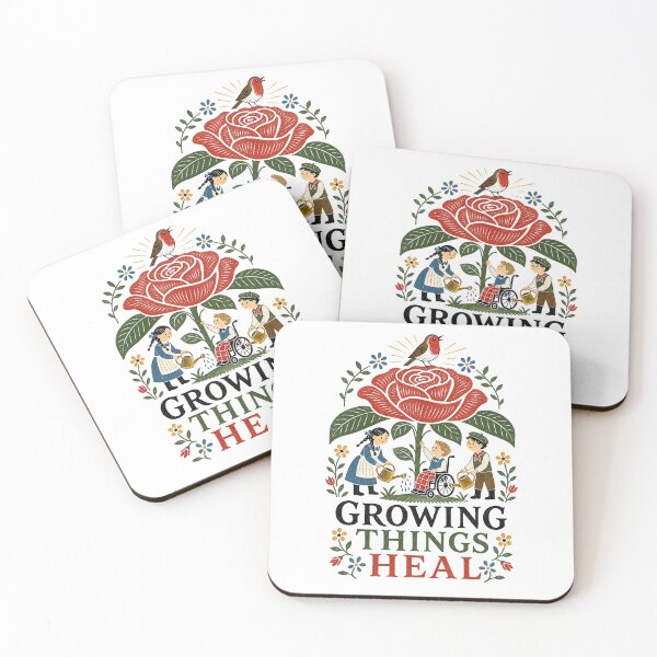 Item preview, Growing Things Heal Secret Garden Woodblock Print Folk Art designed and sold by Fenay Designs.