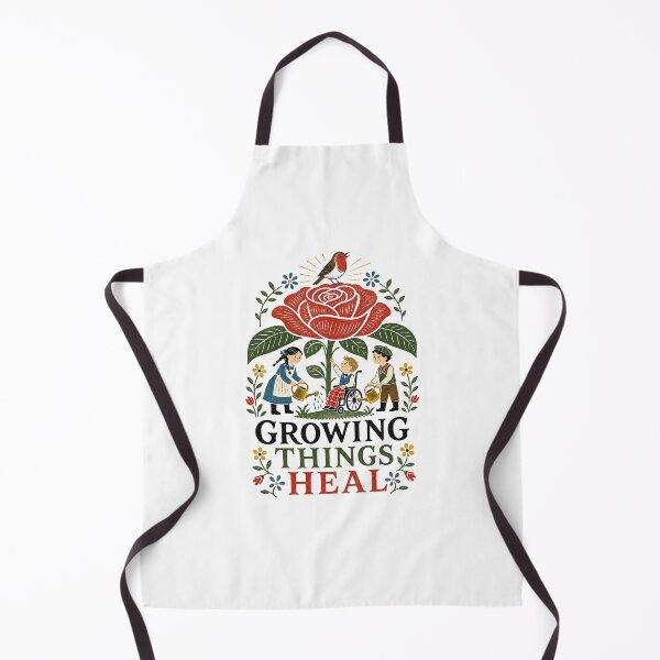 Item preview, Growing Things Heal Secret Garden Woodblock Print Folk Art designed and sold by Fenay Designs.