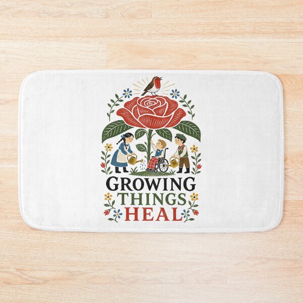 Item preview, Growing Things Heal Secret Garden Woodblock Print Folk Art designed and sold by Fenay Designs.