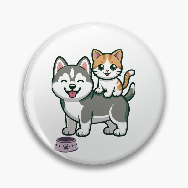 Item preview, Cute Husky and Orange Tabby Cat Best Friends designed and sold by EHdesignShop.