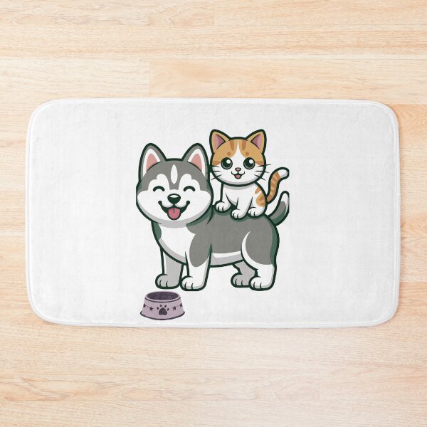 Item preview, Cute Husky and Orange Tabby Cat Best Friends designed and sold by EHdesignShop.