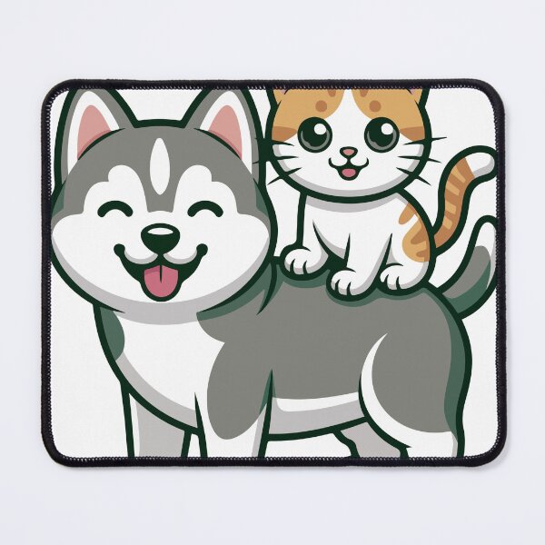 Item preview, Cute Husky and Orange Tabby Cat Best Friends designed and sold by EHdesignShop.
