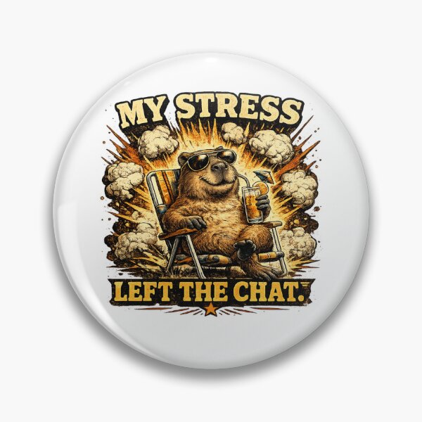 Item preview, My Stress Left The Chat Funny Capybara Vintage Retro T-Shirt designed and sold by Cavalier-org.