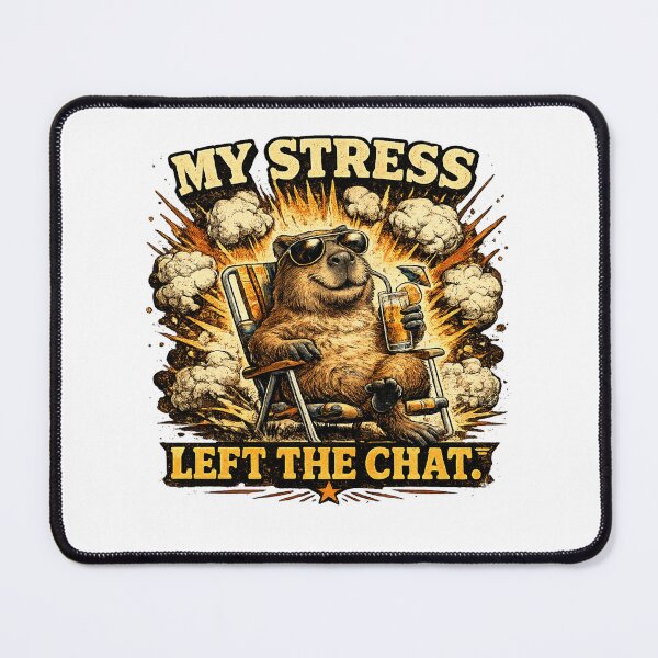 Item preview, My Stress Left The Chat Funny Capybara Vintage Retro T-Shirt designed and sold by Cavalier-org.
