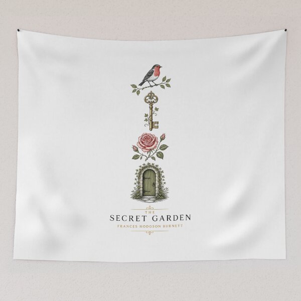 Item preview, The Secret Garden Book Cover Style Robin Key Rose And Door designed and sold by Fenay Designs.