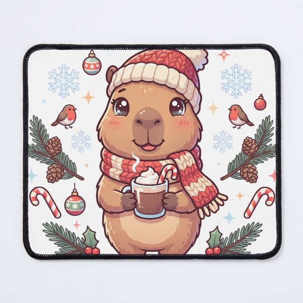 Item preview, Cute Winter Capybara with Scarf | Cozy Christmas Kawaii Animal Sticker | Hot Chocolate T-Shirt designed and sold by Him0227.