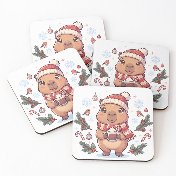 Item preview, Cute Winter Capybara with Scarf | Cozy Christmas Kawaii Animal Sticker | Hot Chocolate T-Shirt designed and sold by Him0227.