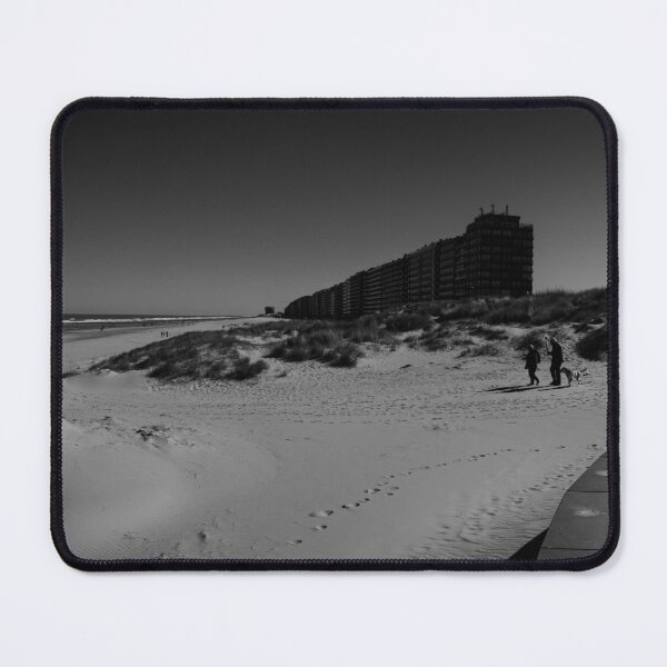 Item preview, Panoramic View of a Sandy Beach with Dunes and Clear Sky in black and white designed and sold by FotoMahieu.