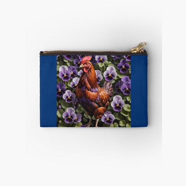 Item preview, Rhode Island Red Chicken Surrounded By Viola sororia Flowers designed and sold by taiche.