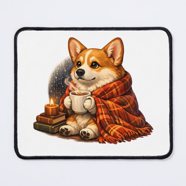 Item preview, Cozy Rain Watcher Corgi – Warm Tea & Blanket Premium Illustration designed and sold by builtforyou.
