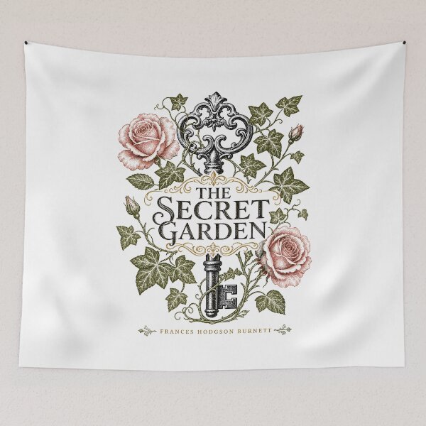Item preview, The Secret Garden Book Cover Filigree Frame Roses And Key designed and sold by Fenay Designs.