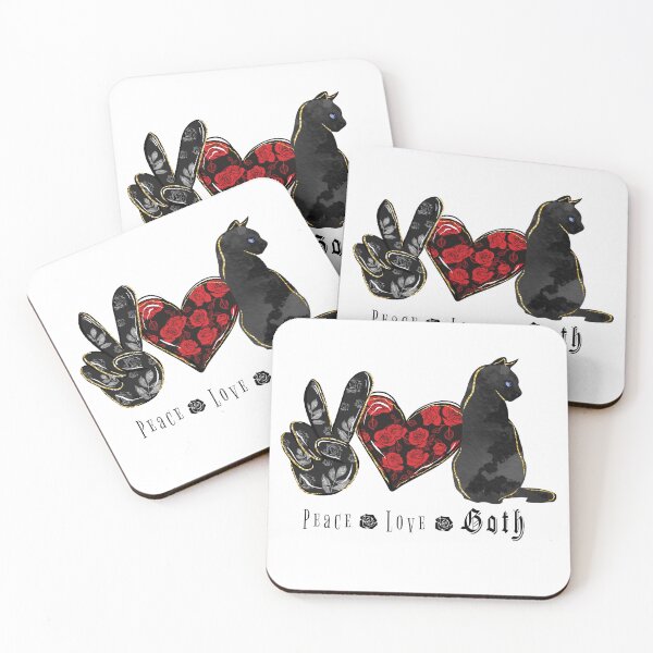 Item preview, Peace Love Goth Cat – Dark Gothic Aesthetic Black Cat Design designed and sold by NightSpell.