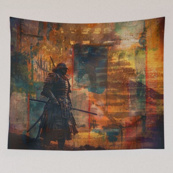 Item preview, Lone Samurai in Abstract Light | Japanese Warrior Wall Art Main Tag: designed and sold by WitchyBotanicaArt.