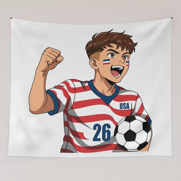 Item preview, Anime Soccer Player Cheering USA Team Boy designed and sold by Anne97s.