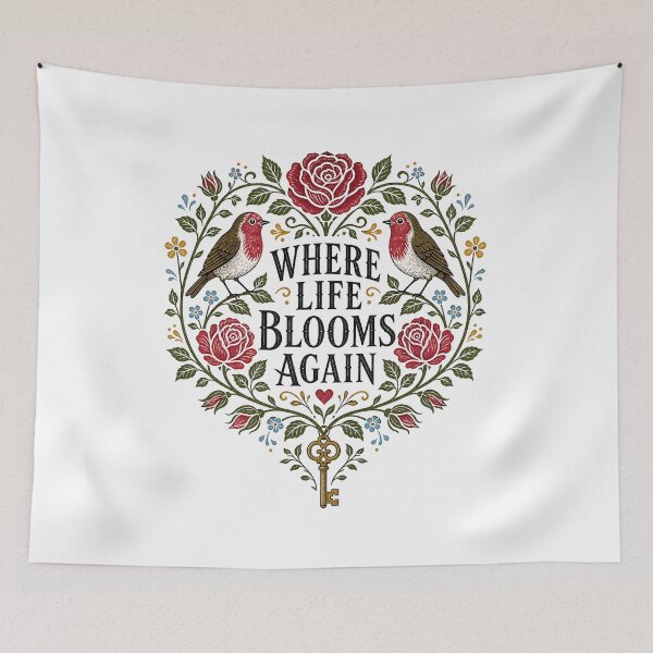 Item preview, The Secret Garden Where Life Blooms Again Floral Heart Wreath designed and sold by Fenay Designs.