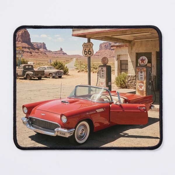 Item preview, Vintage Route 66 Red Convertible Car designed and sold by rebekawood.