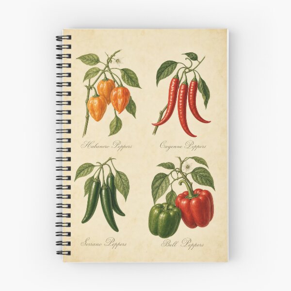 Item preview, Vintage Botanical Peppers Kitchen Print designed and sold by NuvoraNest.
