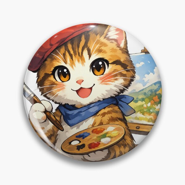 Item preview, Cute Artist Cat Painting on Canvas designed and sold by SketchPalet.