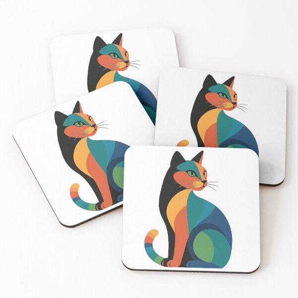 Item preview, Colorful Geometric Cat | Modern Abstract Feline Art designed and sold by ZanyPaintbrush.