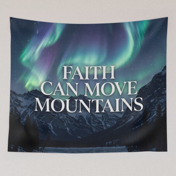 Item preview, Faith Can Move Mountains Aurora Borealis Landscape designed and sold by RRRShop.