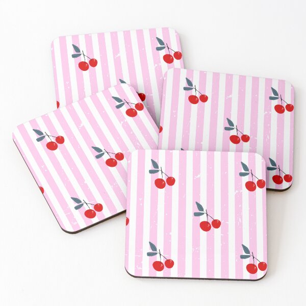 Item preview, Cherry Stripe Pattern – Cute Pink and Black Retro Fruit Aesthetic designed and sold by NightSpell.