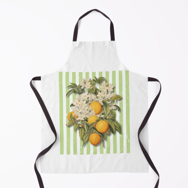 Item preview, Vintage Orange Blossom Botanical Collage on Green Stripes designed and sold by NightSpell.