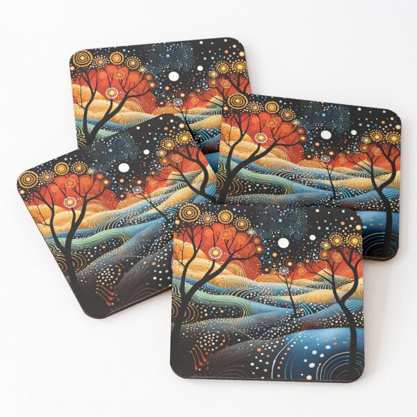 Item preview, Aboriginal Inspired Dot Art - Evening in the Valley of Trees designed and sold by GrinGalore.