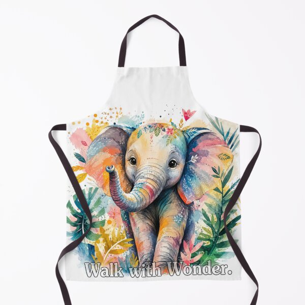 Item preview, Walk with Wonder – Colorful Baby Elephant Watercolor Nature Art designed and sold by RedPixelPlus.