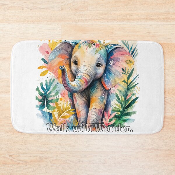 Item preview, Walk with Wonder – Colorful Baby Elephant Watercolor Nature Art designed and sold by RedPixelPlus.