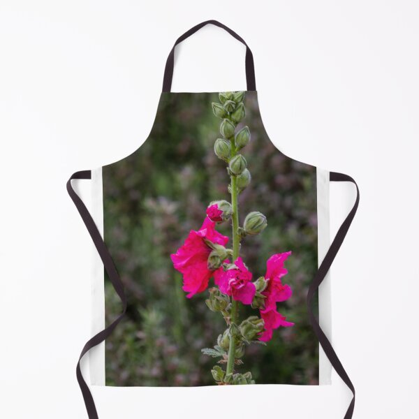 Item preview, Pink Hollyhock Flower Blooming On Tall Stem In Garden Closeup With Green Bokeh Background designed and sold by Nmallia.