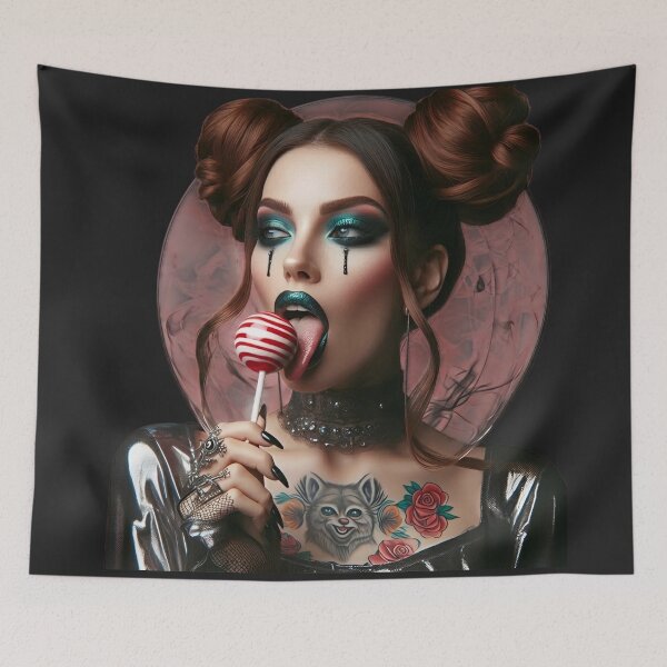 Item preview, Goth Girl Licking Swirl Lollipop designed and sold by Voodoo Store Paranormal Collections.