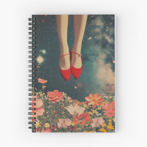 Item preview, Abstract collage of a woman's legs with red shoes on heels. Vintage night sky in the background with fashionable flowers.	 designed and sold by Soft Oddity.