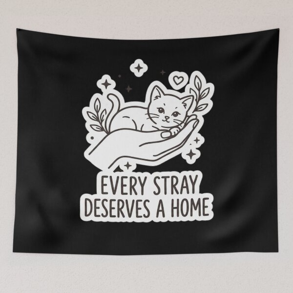 Item preview, Every Stray Deserves A Home Cute Rescue Cat Line Art. designed and sold by  BreedCraft Studio.