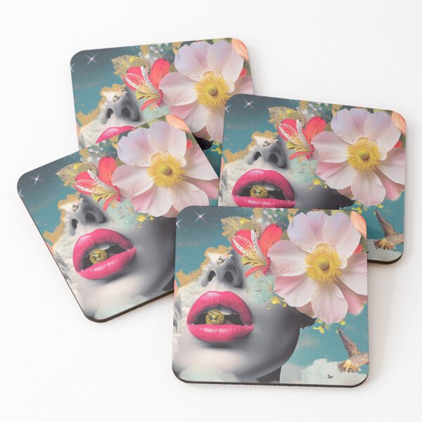 Item preview, Illustration of a woman portrait, fashion flowers, birds, flora and fauna, and moon.Vivid colors. A vintage night in the background.	 designed and sold by Soft Oddity.