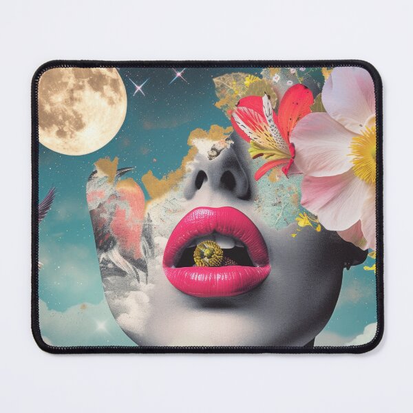 Item preview, Illustration of a woman portrait, fashion flowers, birds, flora and fauna, and moon.Vivid colors. A vintage night in the background. designed and sold by Soft Oddity.